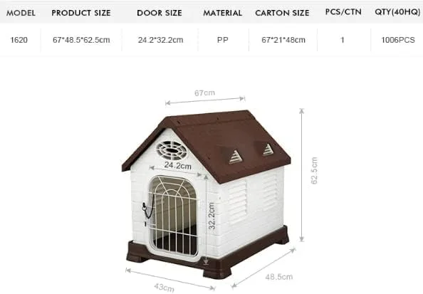 خانه سگ پلاستیکی ضد آب YULANConfidence مناسب فضای باز (قهوه ای) - 243-1620