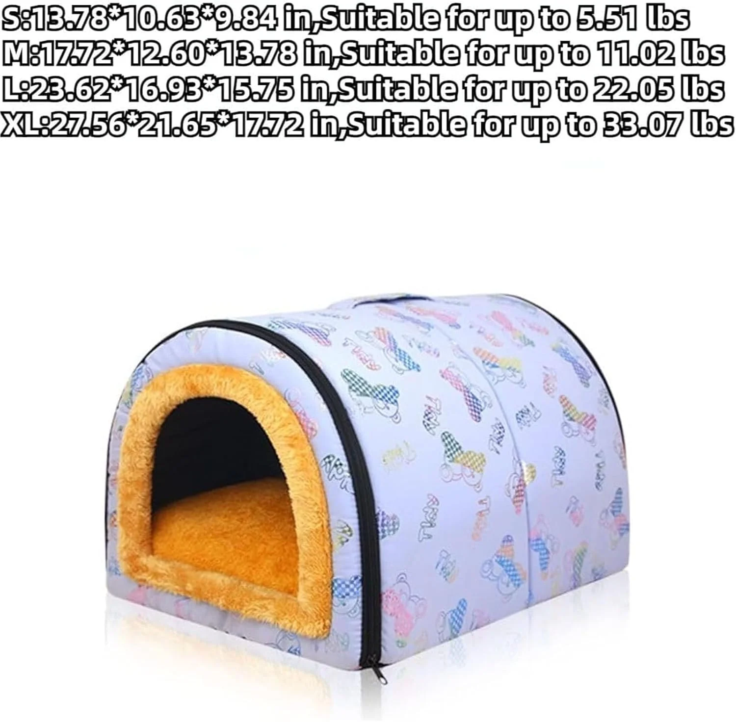 خانه زمستانی کوچک حیوانات خانگی 2 در 1 YPDOPORA، قابل تبدیل به تخت با تشک گرم، لانه سگ قابل حمل داخلی و خارجی، زیره قابل جابجایی، قابل شستشو و ضد لغزش، نارنجی، S