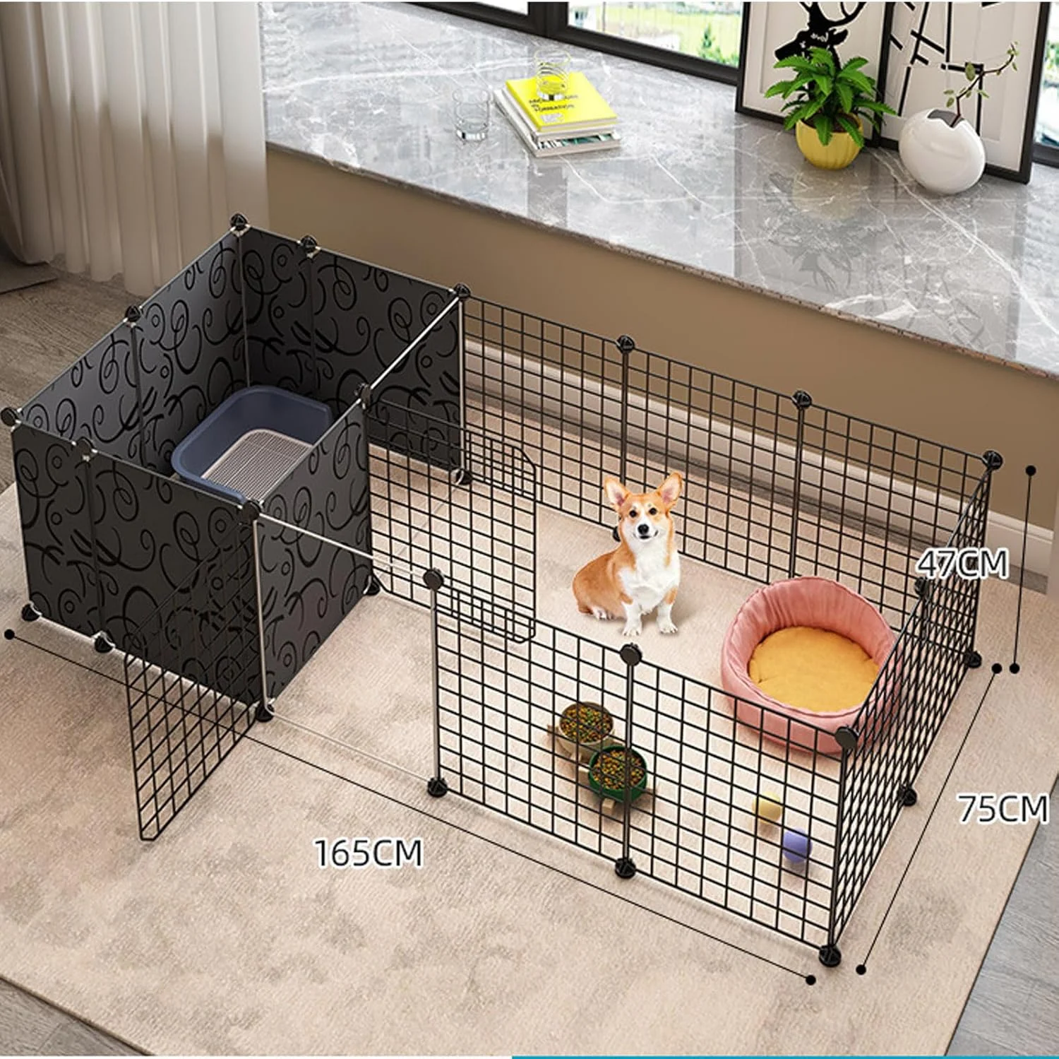 محوطه بازی توله سگ YPDOPORA برای سگ، محوطه بازی قابل حمل داخلی با درب، قفس حیوانات کوچک DIY، حصار فلزی سیمی، محوطه تمرین حیوانات خانگی برای سگ های کوچک، بچه گربه، خرگوش، خوکچه هندی، راسو، D