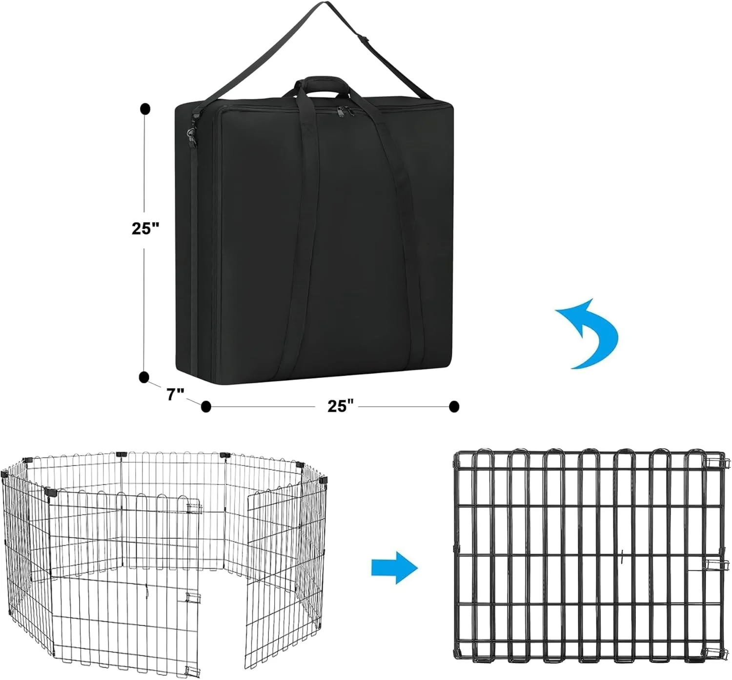 کیف نگهداری محوطه بازی سگ YUFYIG سایز 24 اینچ، مناسب برای محوطه بازی تاشو حیوانات خانگی، کیف مسافرتی حصار سگ، پارچه آکسفورد، ضد آب