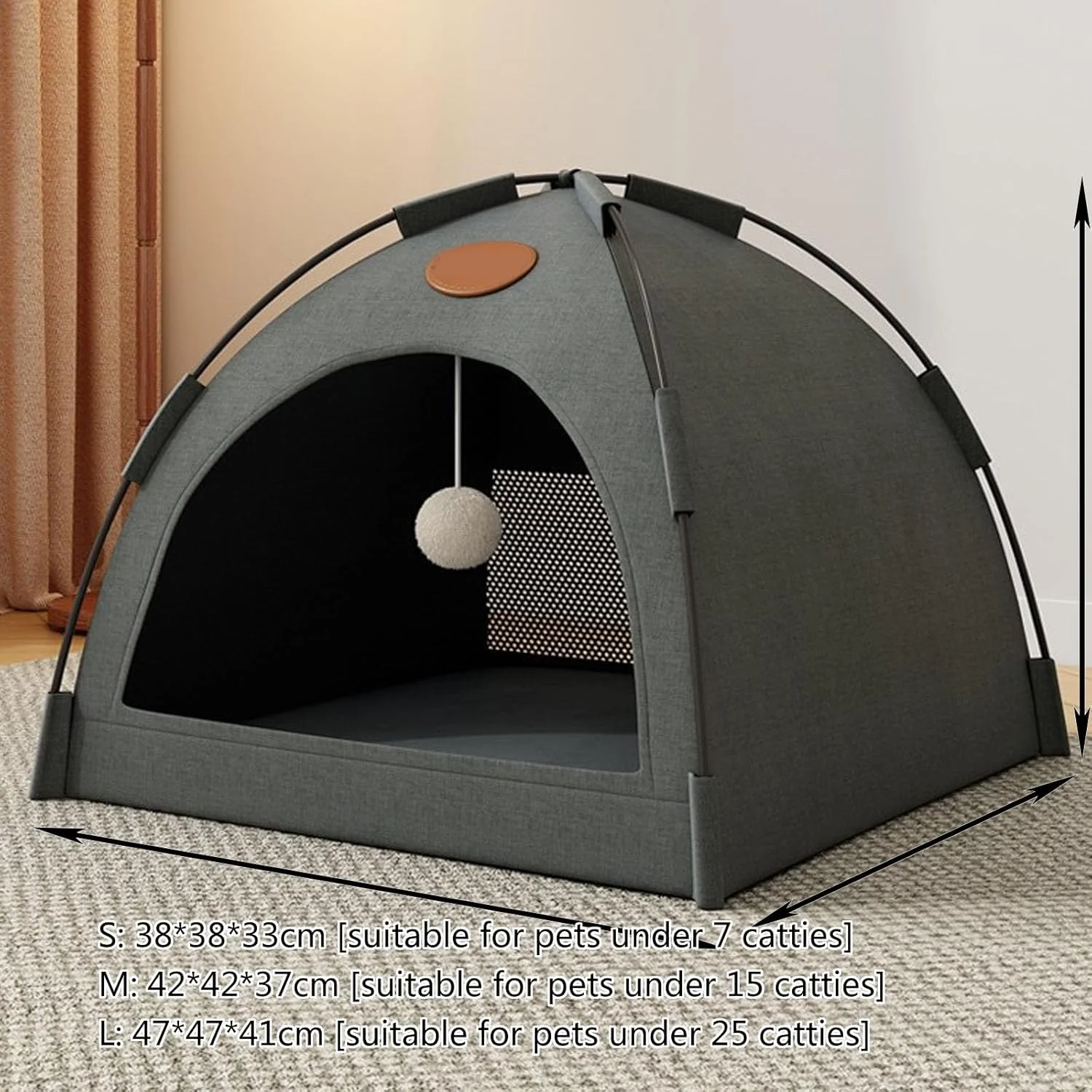 چادر حیوانات خانگی گنبدی YPDOPORA، قفس قابل حمل گربه و لانه سگ، فضای بزرگ تهویه دار، مناسب برای سگ ها یا گربه های کوچک، چادر گربه تاشو داخلی و خارجی، M