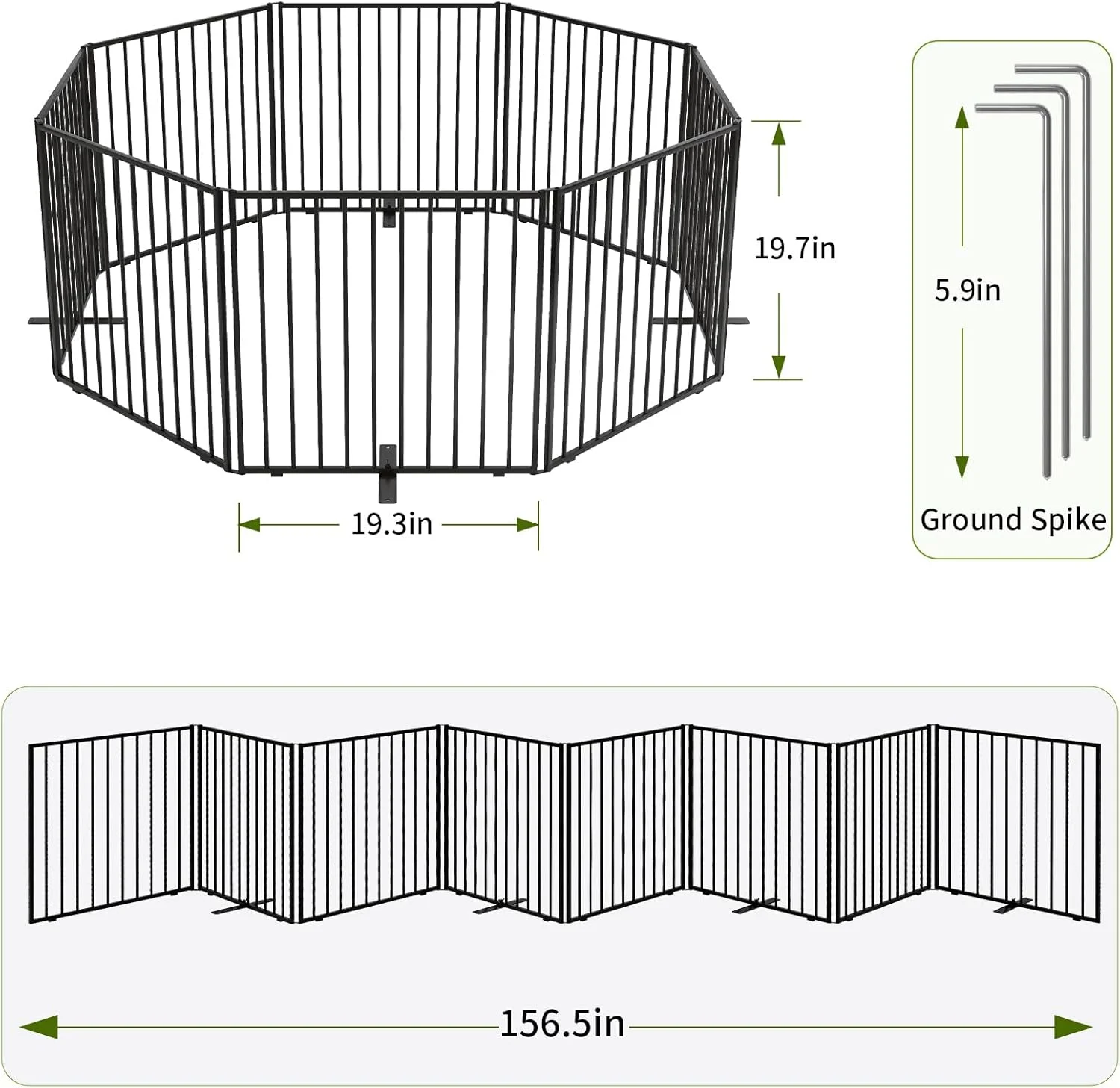 دروازه و محوطه بازی تاشو فلزی سگ YOCAN با ارتفاع 50 سانتی متر - حصار حیوانات خانگی مستقل در فضای باز با کیف حمل، محوطه قابل حمل توله سگ برای حیاط، کمپینگ، مسافرت، ایوان - 8 پنل