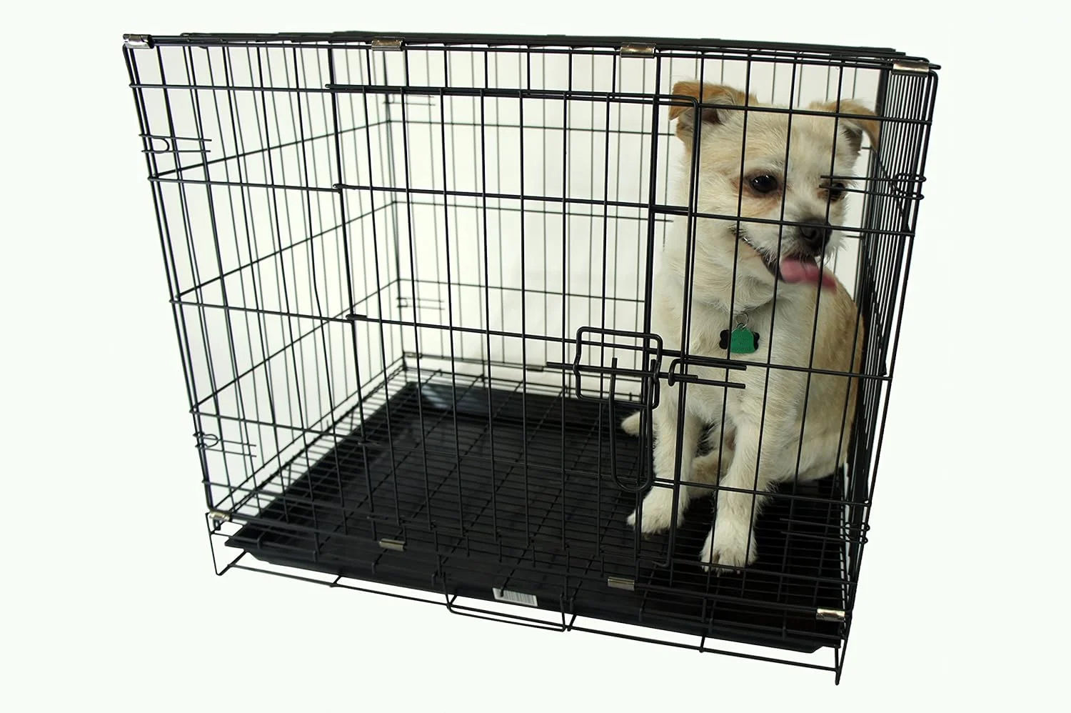 جعبه حمل تاشو سگ YML سایز 24 اینچ با کفی توری و سینی پلاستیکی، مشکی