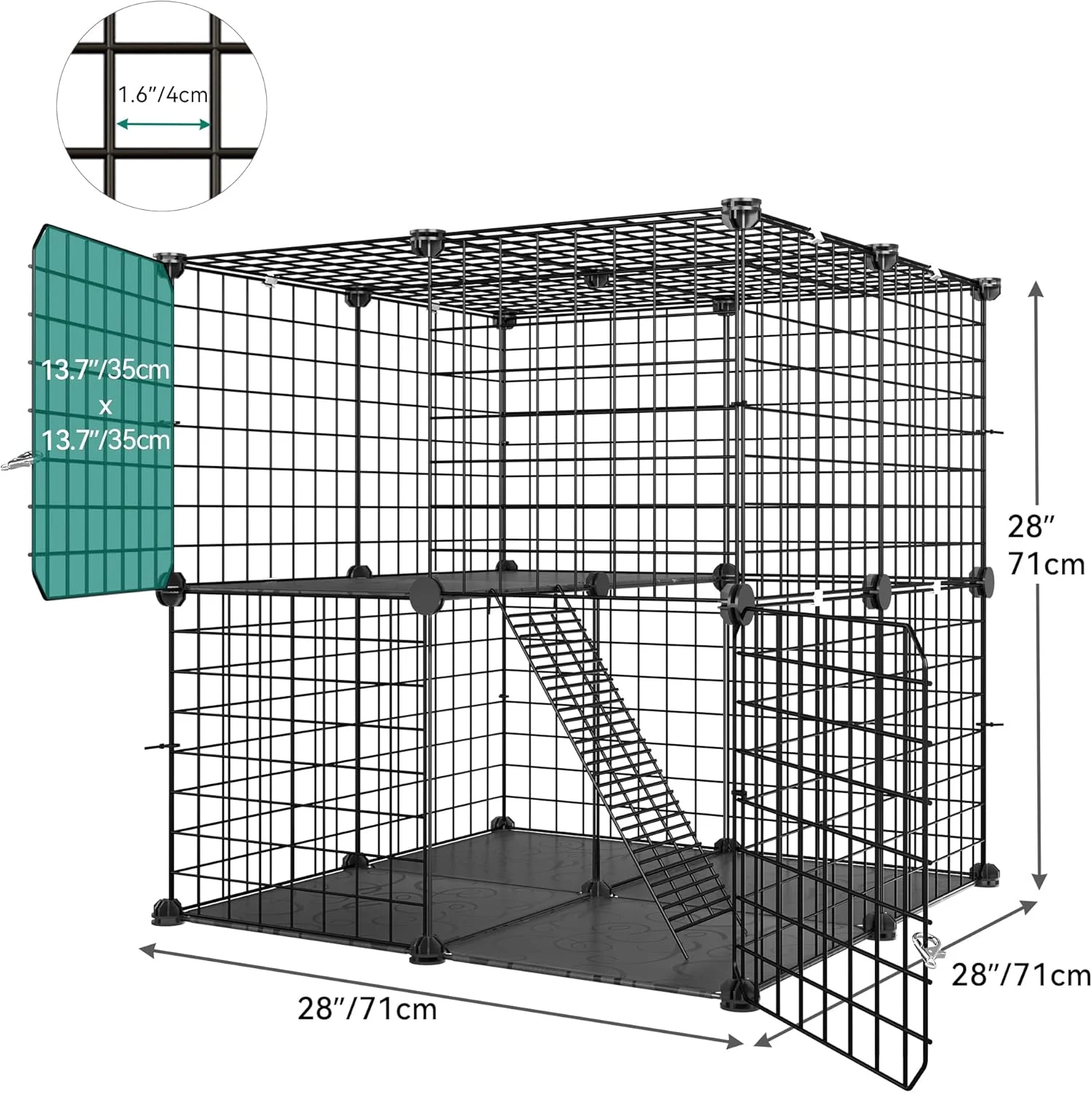 قفس گربه YITAHOME برای گربه های داخل خانه، محوطه گربه در فضای باز 2 طبقه، قفس بچه گربه، لانه فلزی حیوانات خانگی DIY برای 1-2 گربه، راسو، حیوانات کوچک، بچه گربه، سنجاب، مسافرت با RV، کمپینگ