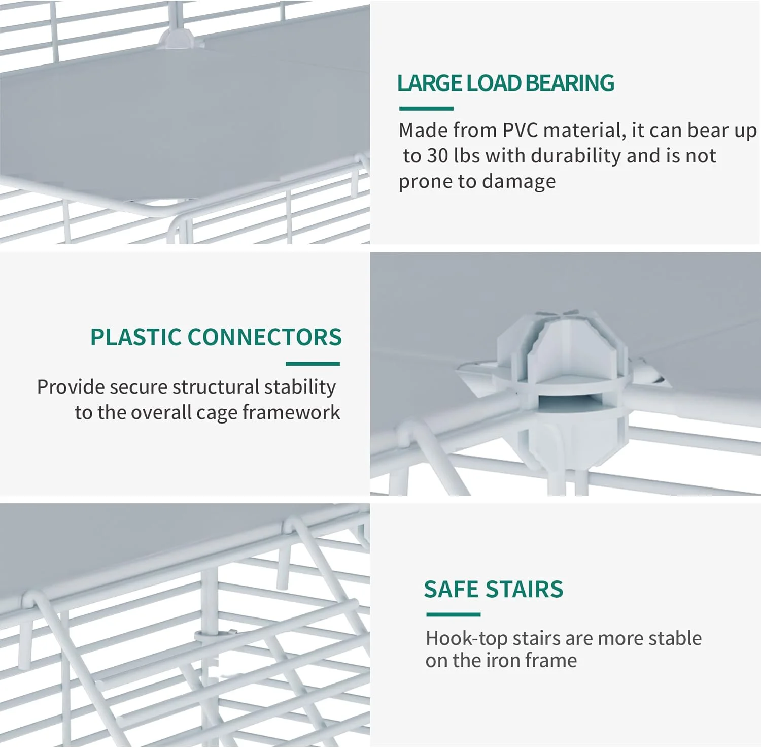 قفس گربه خانگی YITAHOME با سیم فلزی متراکم، محوطه گربه DIY Catio با 2 درب، 1 نردبان، لانه بازی گربه 2 طبقه، قفس حیوانات برای گربه ها، خرگوش، چینچیلا، سفید، 71x71x71 سانتی متر