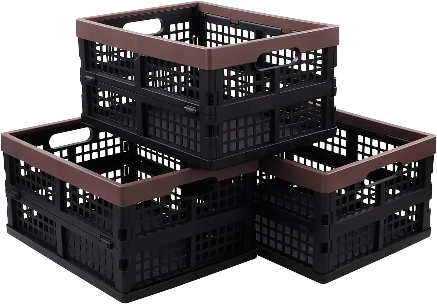Yesdate Plastic 14 L Folding Storage Basket, Collapsible Storage Bin/Milk Crate Box, Set of 3