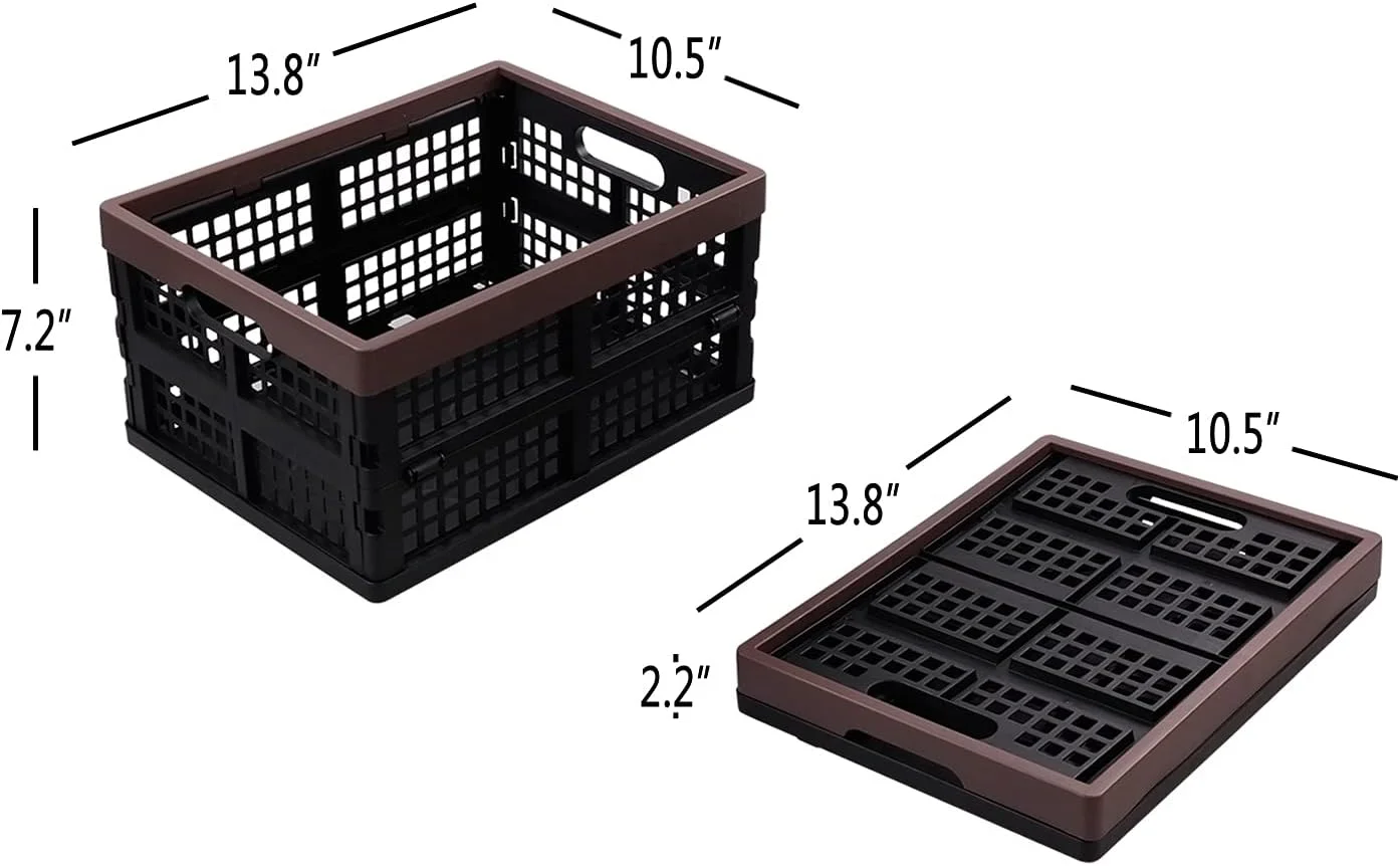 Yesdate Plastic 14 L Folding Storage Basket, Collapsible Storage Bin/Milk Crate Box, Set of 3