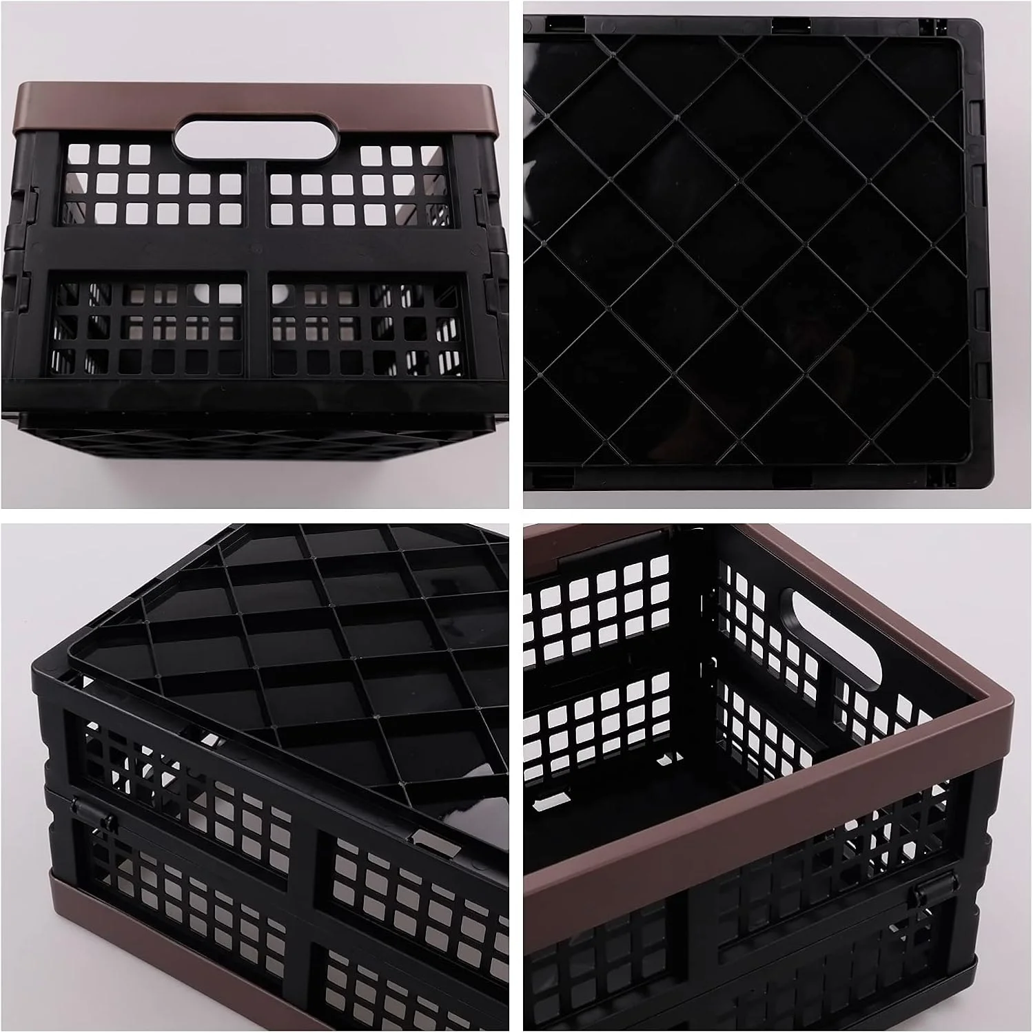 Yesdate Plastic 14 L Folding Storage Basket, Collapsible Storage Bin/Milk Crate Box, Set of 3
