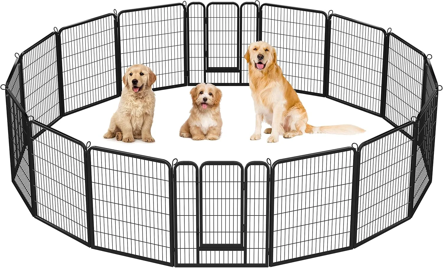 محوطه بازی سگ 16 پنلی Yaheetech، حصار فلزی تاشو برای تمرین حیوانات خانگی برای سگ های بزرگ/متوسط/کوچک، گربه، خرگوش، مناسب برای باغ/حیاط/کمپینگ، ارتفاع 100 سانتی متر