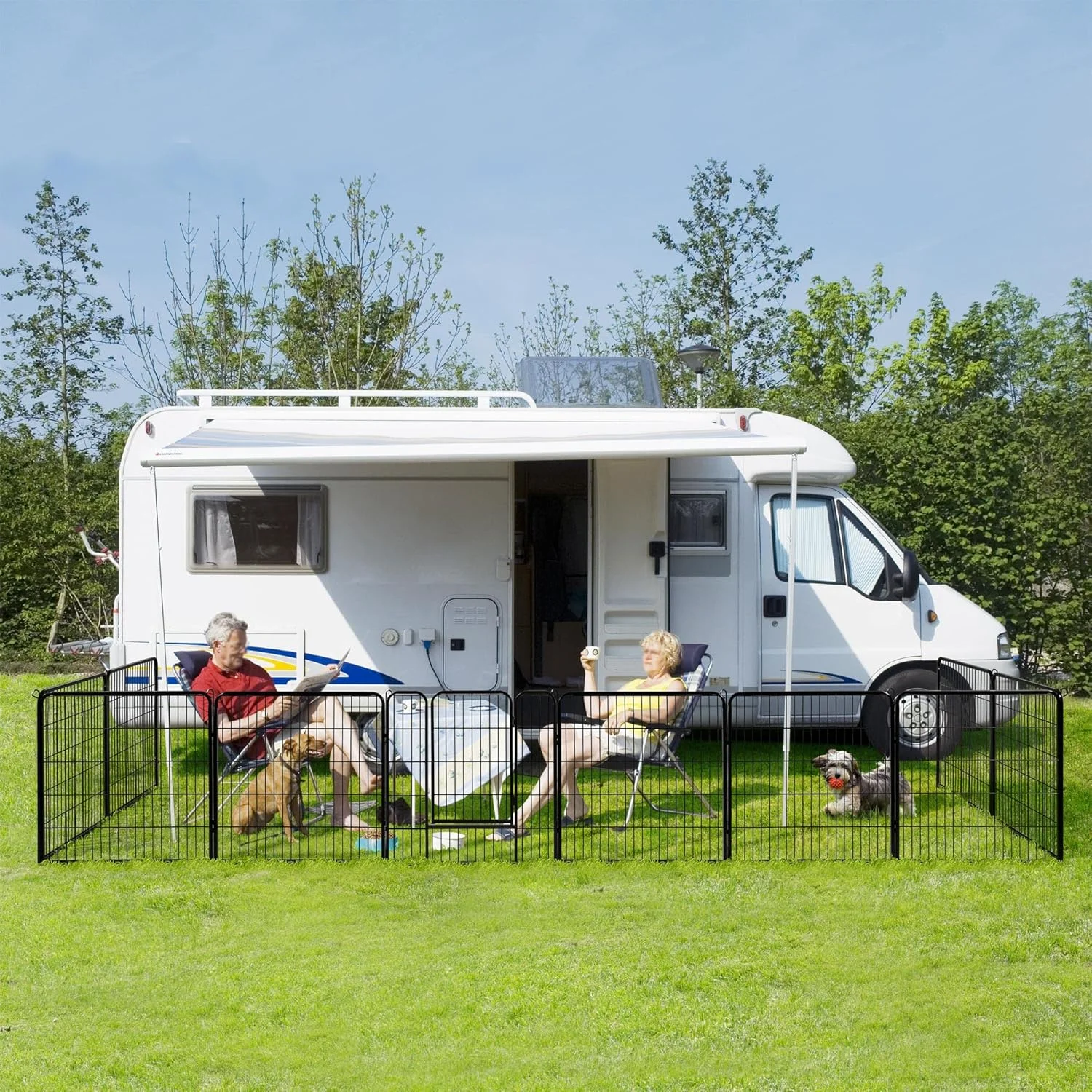 محوطه بازی سگ Yaheetech، قفس حیوانات خانگی 6 پنلی، حصار گربه، مشکی، ارتفاع 80 سانتی متر