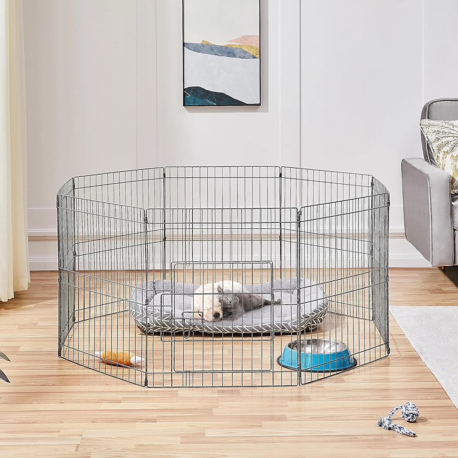 محوطه بازی توله سگ Yaheetech، محفظه توری بیرونی، حصار توله سگ، محفظه حیوانات کوچک 61 x 61 سانتی متر برای حیوانات کوچک، 8 تکه