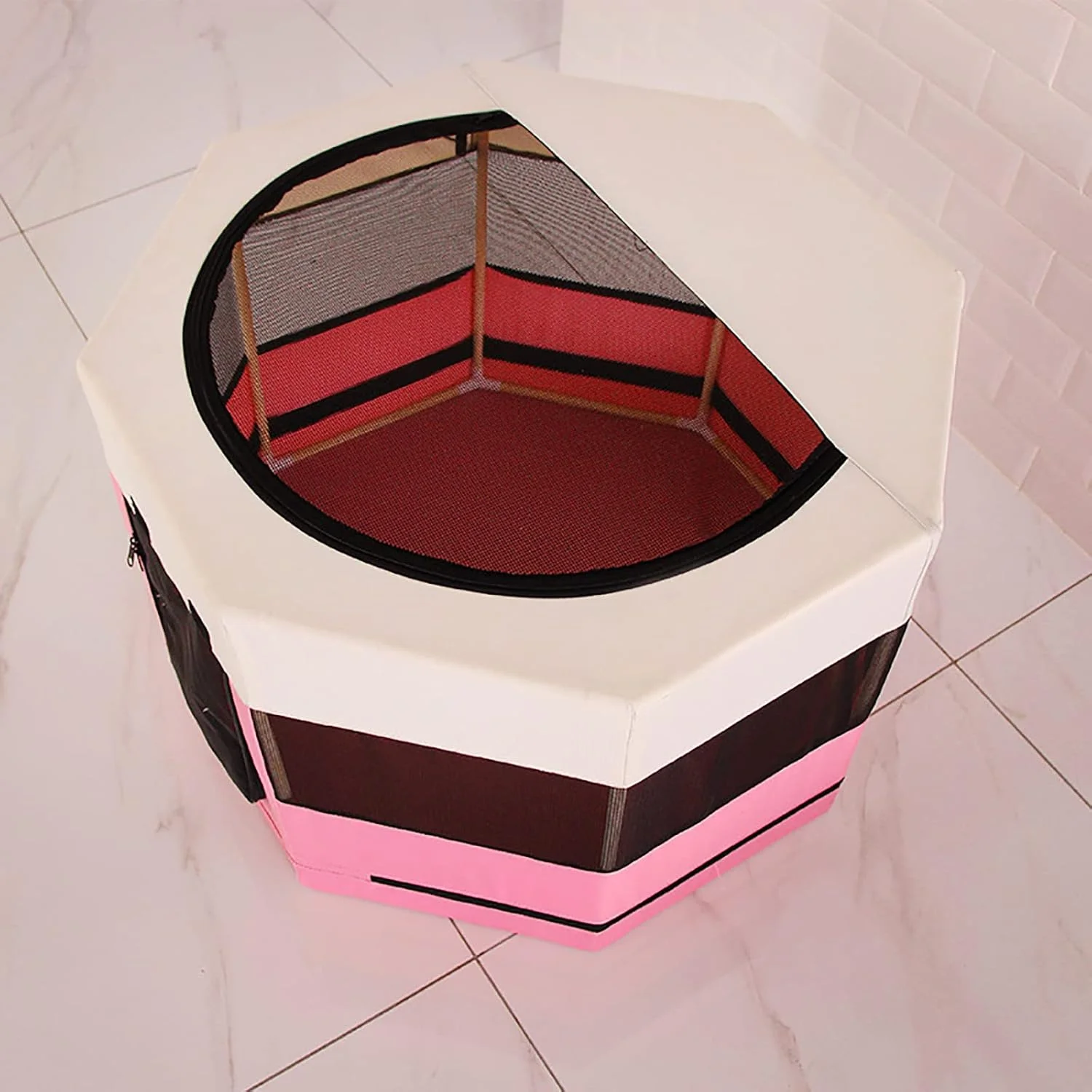 محوطه بازی حیوانات خانگی قابل حمل xzlL-jtkm، چادر توله سگ تاشو هشت ضلعی، محوطه بازی گربه با قاب چوبی محکم، قفس تمرینی حیوانات خانگی برای گربه های داخل خانه، چادر سگ تاشو برای توله سگ / گربه / خوکچه هندی / همستر