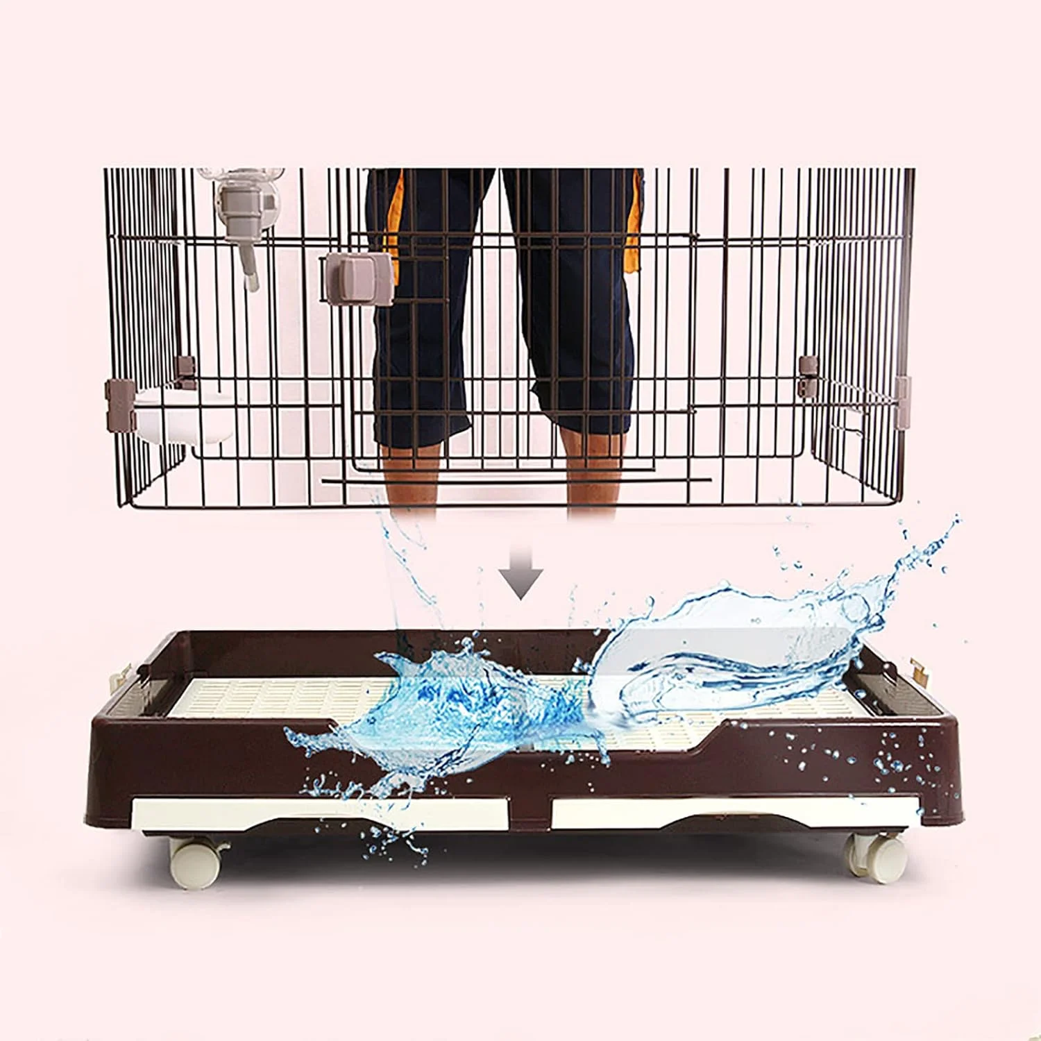 قفس سگ xzlL-jtkm، لانه فلزی و محفظه بازی سگ، محوطه بازی حیوانات خانگی با چرخ های قفل شونده، سینی کشویی، نصب آسان، مناسب برای گربه ها و سگ های کوچک