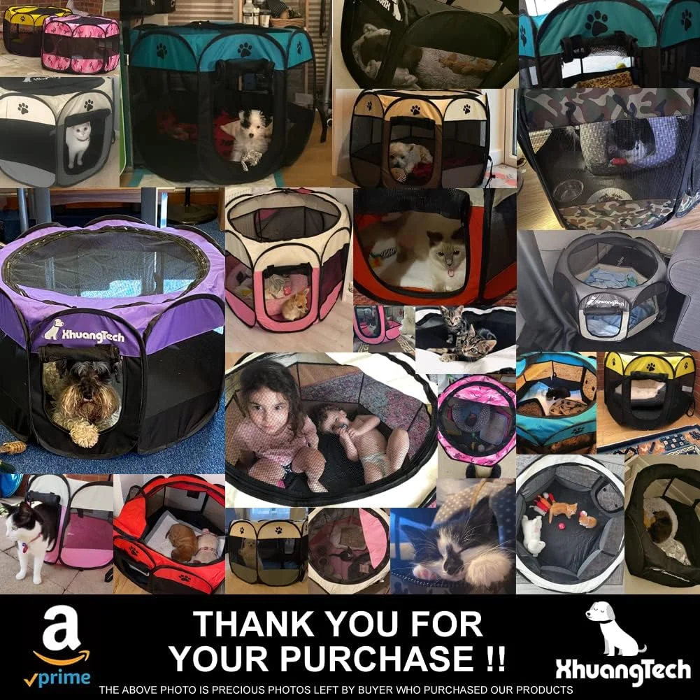 محوطه بازی تاشو و قابل حمل سگ، گربه و توله سگ شیائنگ هوانگ تکنولوژی، جنس پارچه نرم، مناسب استفاده در فضای داخلی و خارجی، ابعاد 80 در 58 سانتیمتر (آبی تیره)