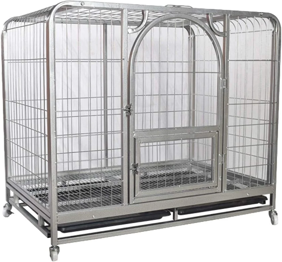 قفس سگ سنگین وزن XIYANG، لانه فلزی قوی، قفس بازی (125x95x110 سانتی متر، نقره ای)