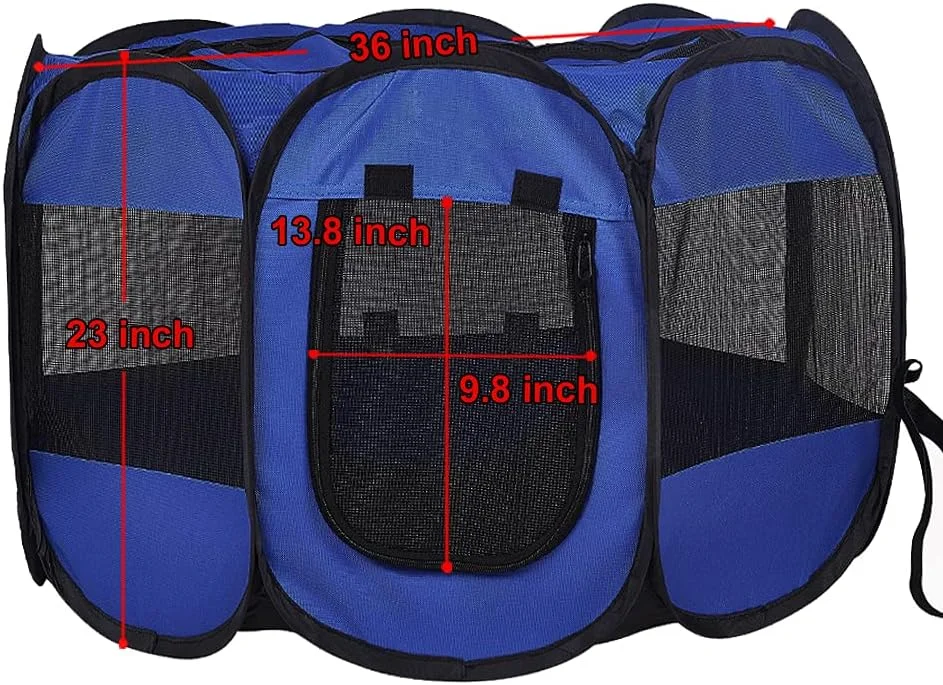 محوطه بازی تاشو و قابل حمل سگ، گربه و توله سگ شیائنگ هوانگ تکنولوژی، جنس پارچه نرم، مناسب استفاده در فضای داخلی و خارجی، ابعاد 80 در 58 سانتیمتر (آبی تیره)