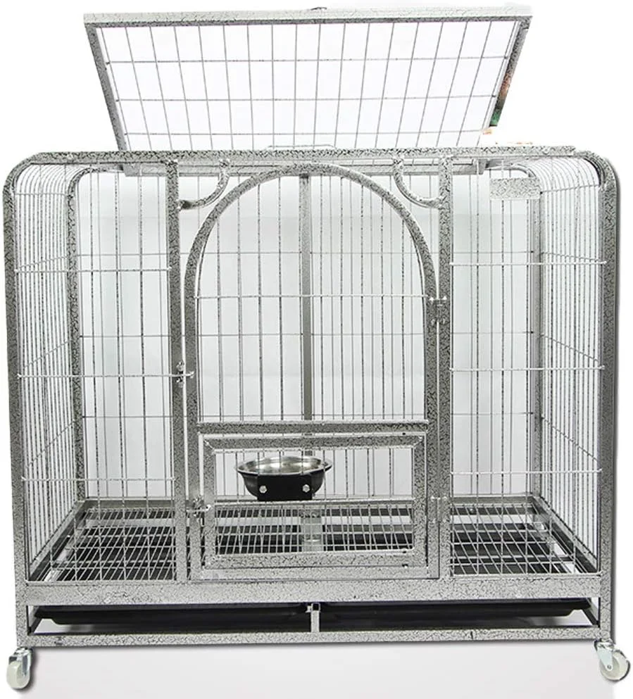 قفس سگ سنگین وزن XIYANG، لانه فلزی قوی، قفس بازی (125x95x110 سانتی متر، نقره ای)