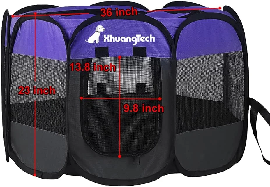 محوطه بازی تاشو و قابل حمل سگ و گربه شیائنگ هوانگ تکنولوژی، مناسب استفاده در داخل و خارج از خانه، لانه حیوانات خانگی، قطر 80 سانتی متر در ارتفاع 58 سانتی متر (بنفش)