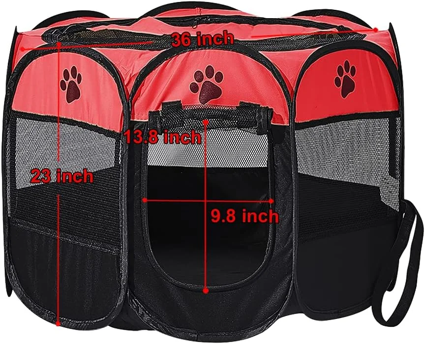 محوطه بازی تاشو و قابل حمل حیوانات خانگی شیانگ هوانگ تکنولوژی، پارچه نرم، مناسب فضای داخلی و خارجی، قطر 31 در ارتفاع 23 (قرمز)