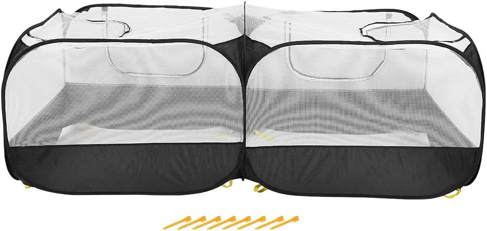 محوطه توری قابل حمل XBAILAZ برای حیوانات خانگی، خرگوش، اردک و مرغ (مشکی)