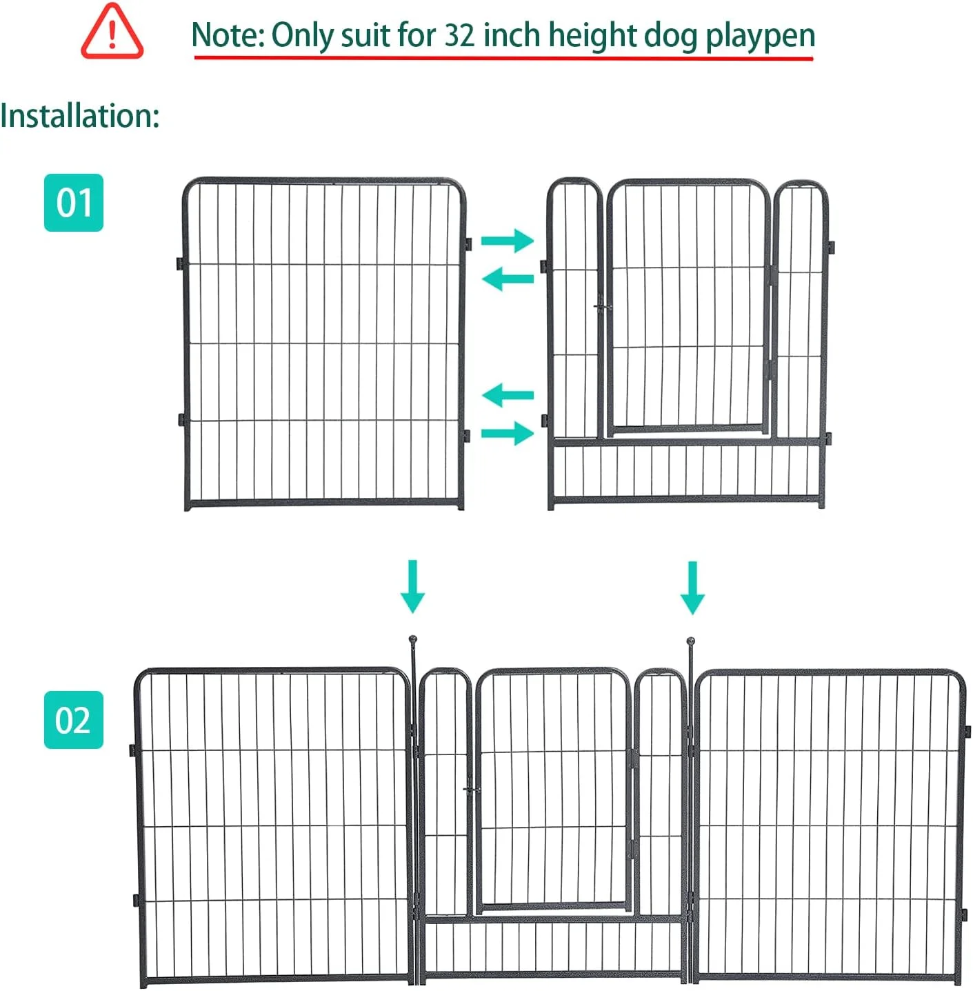 میخ‌های حصار بازی سگ XDPET، لوازم جانبی جایگزین میله‌های فلزی محوطه‌های حیوانات خانگی برای سگ‌های کوچک و متوسط در فضای داخلی و خارجی (8 عدد، 81 سانتی‌متر)