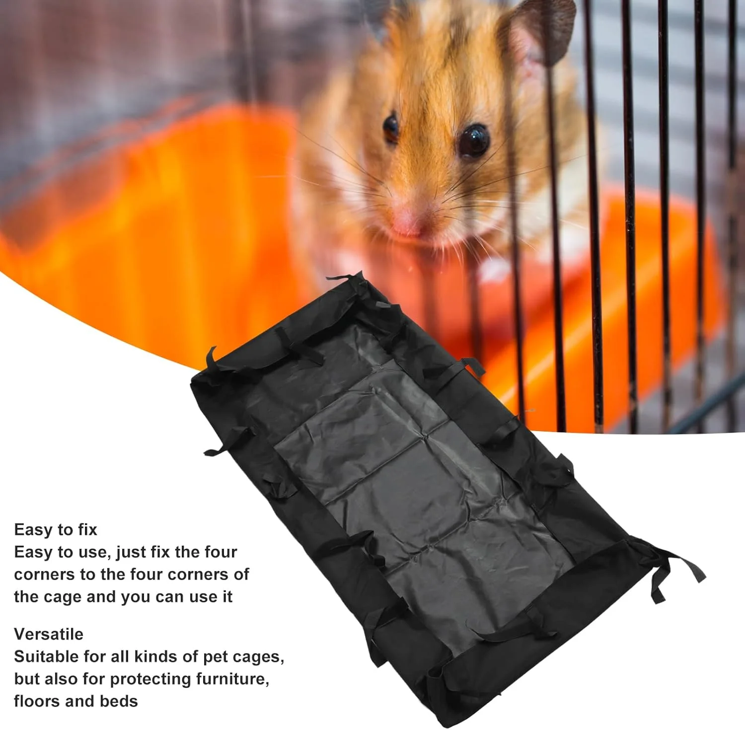 کاور زیرین قفس همستر XBAILAZ، قابل تنفس، جداشدنی، ضد آب و ضد نشت برای خوکچه هندی (مشکی)