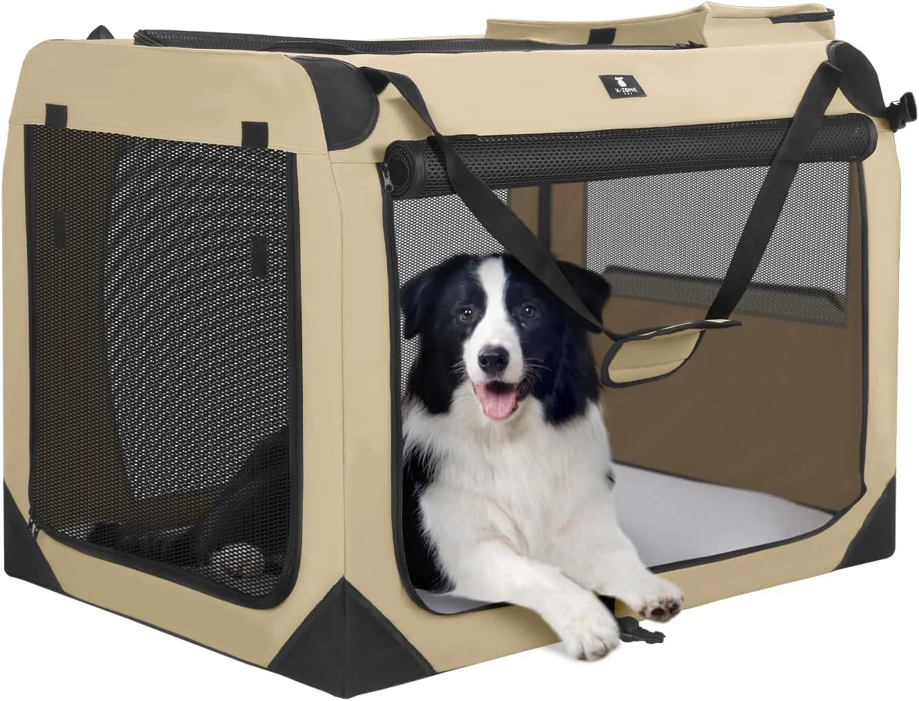  باکس تاشو سگ X-ZONE PET با 3 درب، خانه حیوانات خانگی داخلی و خارجی، در اندازه ها و رنگ های مختلف موجود است - 24 اینچی، سفید شیری 43235-172122