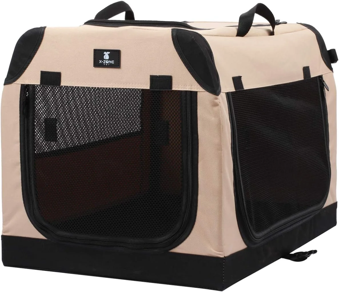 محفظه نرم تاشو سگ X-ZONE PET، محفظه حیوانات خانگی 3 در برای سگ ها و گربه ها، محفظه بادوام و مقاوم برای مسافرت، استفاده در فضای داخلی و خارجی، سایزهای مختلف (36 اینچ)