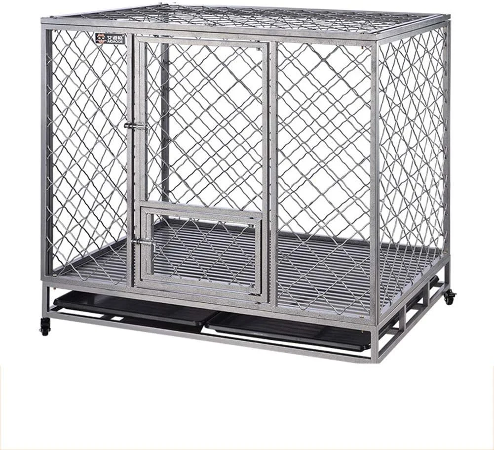 قفس سگ فلزی تاشو WYJW، مناسب برای حمل و آموزش سگ و توله سگ، دارای سینی فلزی و دو درب، قفس سنگین فلزی تاشو برای حیوانات خانگی، قفس سگ و گربه (125 * 94 * 115 سانتی متر)