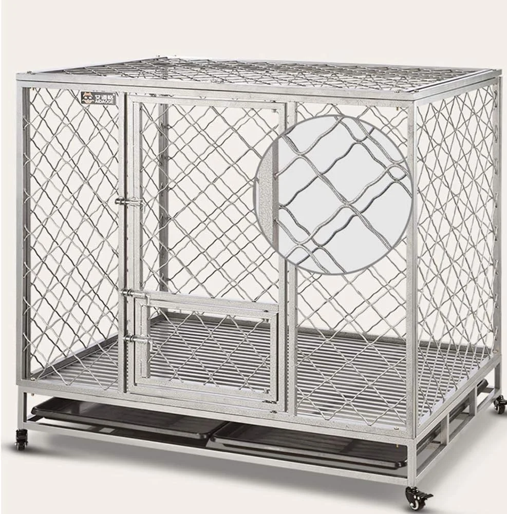 قفس سگ فلزی تاشو WYJW، مناسب برای حمل و آموزش سگ و توله سگ، دارای سینی فلزی و دو درب، قفس سنگین فلزی تاشو برای حیوانات خانگی، قفس سگ و گربه (125 * 94 * 115 سانتی متر)