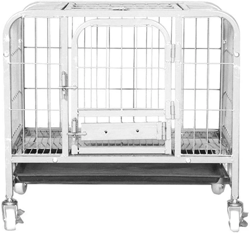 قفس فلزی سگ WYJW، جعبه حمل و نقل آموزش گربه توله سگ، درب دوبل، نورگیر سقفی با قفل، سینی توالت، مشکی، 78 * 55 * 75 سانتی متر (رنگ: سفید، سایز: 61 * 45 * 58 سانتی متر)