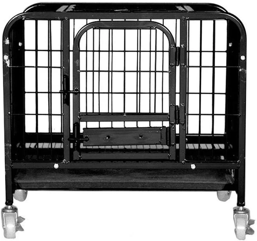 قفس فلزی سگ WYJW، جعبه حمل و نقل آموزش گربه توله سگ، دو درب، نورگیر سقفی با قفل، سینی توالت، مشکی، 78 * 55 * 75 سانتی متر (رنگ: مشکی، سایز: 78 * 55 * 75 سانتی متر)