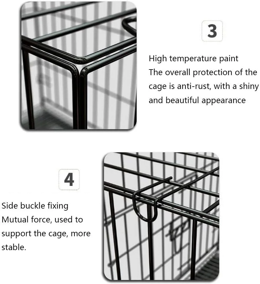 قفس سگ رنگ شده با دمای بالا WYJW، قفس سگ تاشو بزرگ، لانه سگ متوسط و کوچک، قفس حمل و نقل سگ برای سگ گربه فلزی توله سگ تاشو با توالت استفاده خانگی لانه سگ (85 * 60 * 70 سانتی متر)