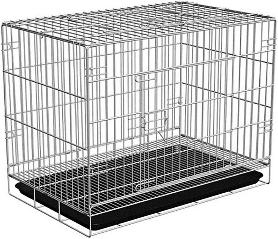 قفس سگ فلزی تاشو تک درب WYJW، قفس حمل و نقل توله سگ، جای حیوانات خانگی با سینی پلاستیکی، 5 سایز برای سگ های کوچک، متوسط ​​و بزرگ