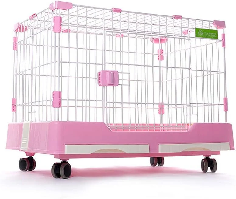 قفس سگ سنگین WYJW، قفس فلزی قوی نظامی برای حیوانات خانگی، محوطه بازی سگ های بزرگ با چرخ های قفل شونده 2-(74 * 49 * 56CM)