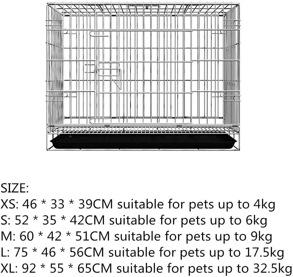 قفس سگ فلزی تاشو تک درب WYJW، قفس حمل و نقل توله سگ، جای حیوانات خانگی با سینی پلاستیکی، 5 سایز برای سگ های کوچک، متوسط ​​و بزرگ