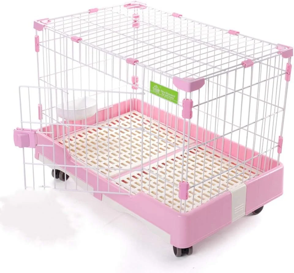 قفس سگ سنگین WYJW، قفس فلزی قوی نظامی برای حیوانات خانگی، محوطه بازی سگ های بزرگ با چرخ های قفل شونده 2-(74 * 49 * 56CM)