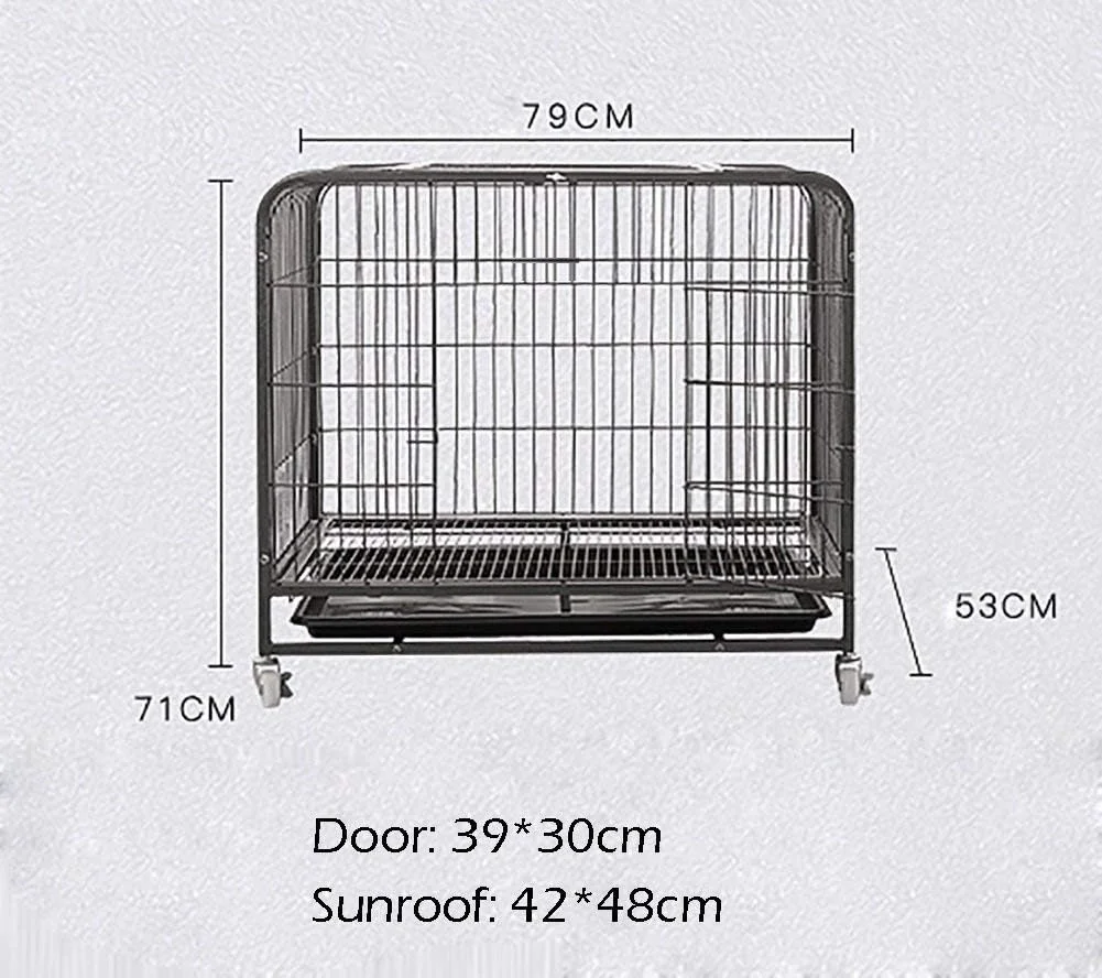 قفس سگ فلزی تاشو تک درب کوچک WYJW با سقف آفتابگیر و سینی، مناسب فضای داخلی و خارجی، مشکی