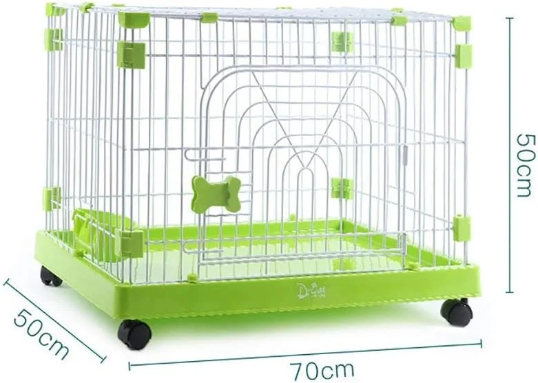 قفس سگ قابل حمل کوچک WYJW با چرخ، خانه گربه فلزی پلاستیکی سبز، مناسب فضای داخلی و خارجی (اندازه: متوسط 70 * 50 * 60 سانتی متر)