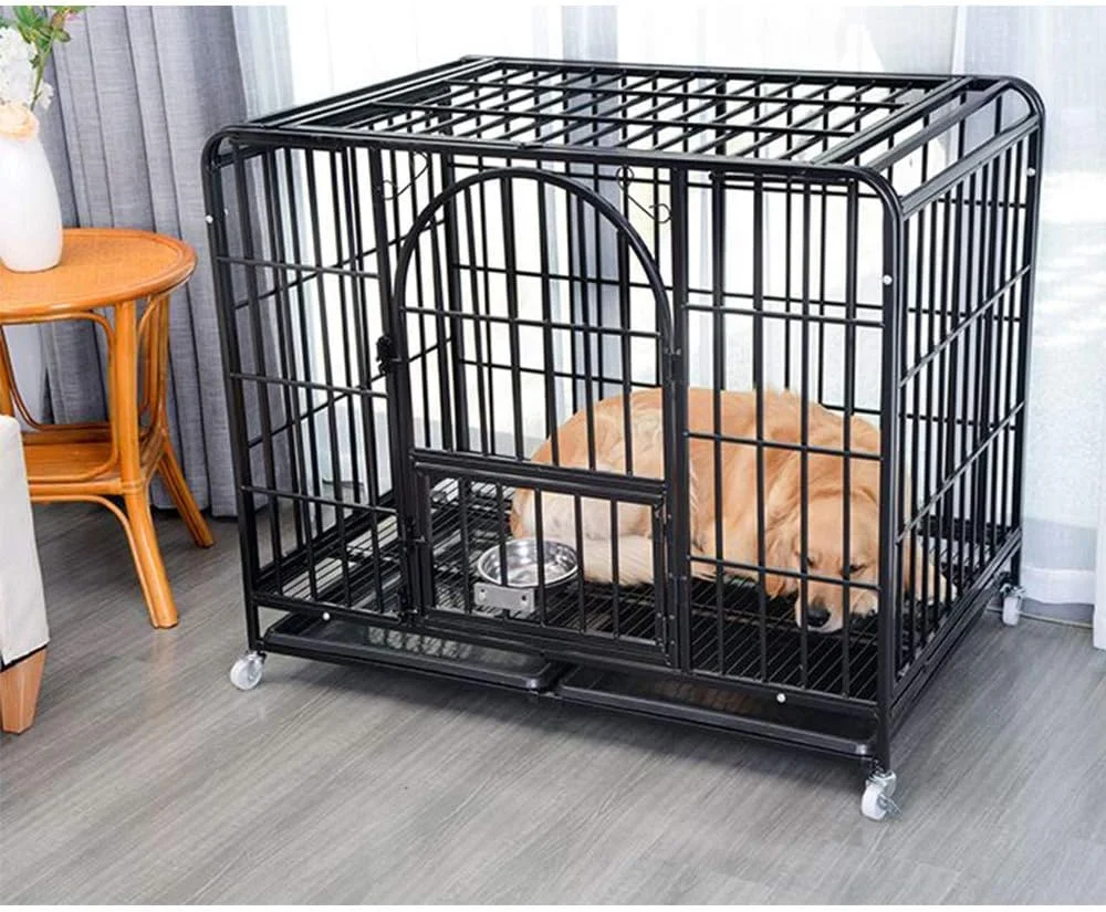 قفس سگ WYJW، لانه فلزی و محوطه بازی حیوانات خانگی با سینی ضد نشت، 4 سایز مناسب برای سگ های بزرگ، متوسط ​​و کوچک در داخل و خارج از خانه، XL