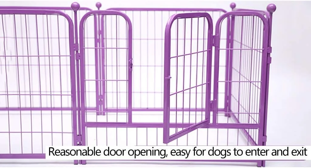 قفس سگ WYJW، محوطه بازی فلزی داخلی، قفس تمرین حیوانات کوچک، جعبه تاشو، بسته تخت 6 پنلی با قفل درب، بنفش، S (رنگ: نقره ای، سایز: بزرگ)