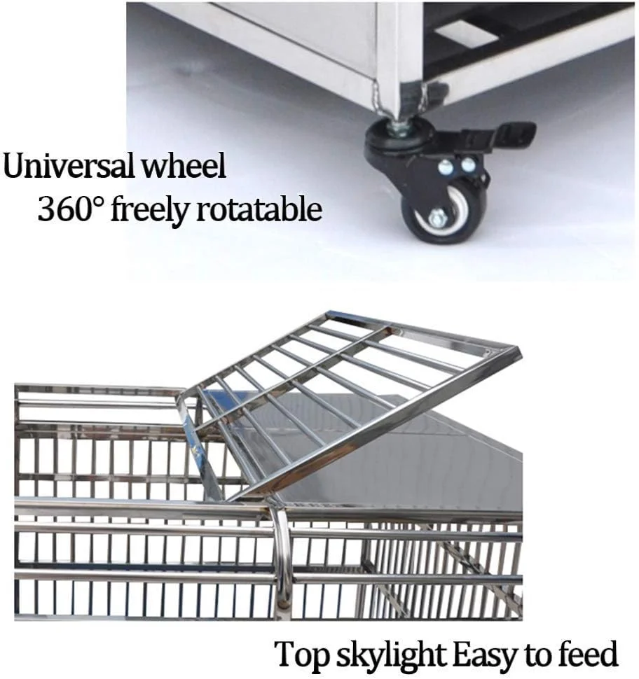 قفس سگ خانگی WYJW، قفس حمل و نقل بزرگ استیل ضد زنگ، قفس حمل و نقل حیوانات خانگی در داخل و خارج از منزل با سینی توالت 4 چرخ، B، 95 * 68 * 86 سانتی متر (رنگ: A، اندازه: 110 * 77 * 102 سانتی متر)
