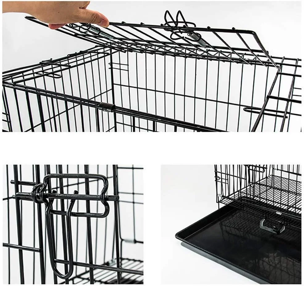 قفس سگ تاشو فلزی تک درب WYJW، با سینی/نورگیر قفس حیوانات خانگی برای آموزش لوازم و لوازم جانبی حیوانات خانگی، محکم و ایمن، سفید، XL: 91X58X48 سانتی متر