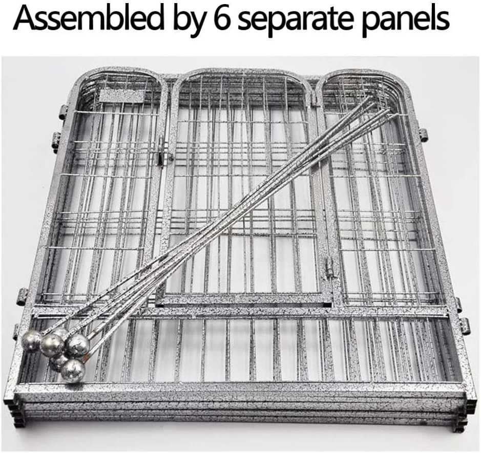 قفس سگ WYJW، محوطه بازی فلزی داخلی، قفس تمرین حیوانات کوچک، جعبه تاشو، بسته تخت 6 پنلی با قفل درب، بنفش، S (رنگ: نقره ای، سایز: بزرگ)