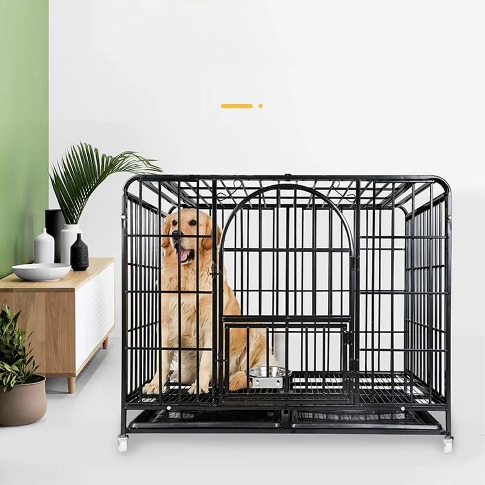 قفس سگ WYJW، لانه فلزی و محوطه بازی حیوانات خانگی با سینی ضد نشت، 4 سایز مناسب برای سگ های بزرگ، متوسط و کوچک در داخل و خارج از خانه، سایز بزرگ