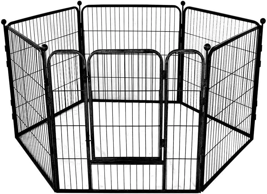 محوطه بازی سگ WYJW، محوطه بازی توله سگ، حصار بازی حیوانات خانگی، حصار قابل حمل برای استفاده در داخل و خارج از منزل، حیاط، 6 پنل تاشو، قفس دویدن، نقره ای، 70 * 70 سانتی متر * 6 (رنگ: مشکی، اندازه: 50 * 60 سانتی متر * 6)