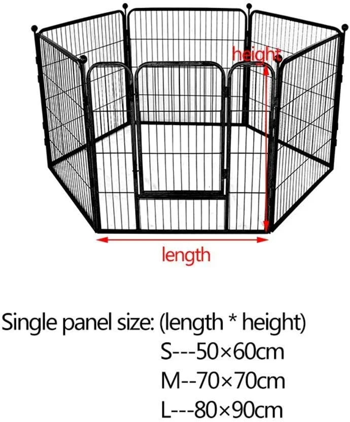 محوطه بازی سگ WYJW، محوطه بازی توله سگ، حصار بازی حیوانات خانگی، حصار قابل حمل برای استفاده در داخل و خارج از منزل، حیاط، 6 پنل تاشو، قفس دویدن، نقره ای، 70 * 70 سانتی متر * 6 (رنگ: مشکی، اندازه: 50 * 60 سانتی متر * 6)
