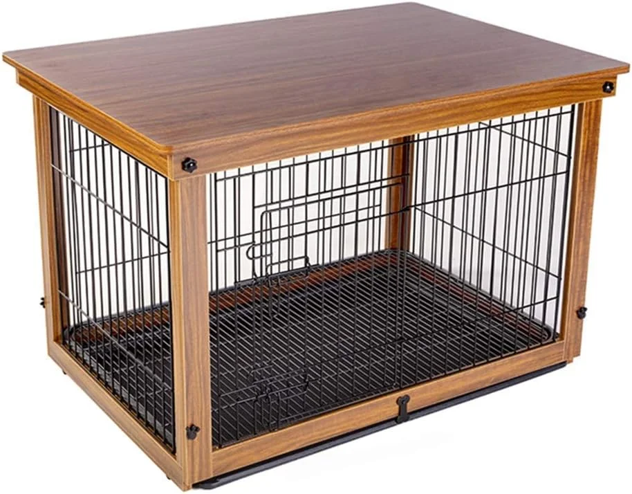 قفس سگ WYJW Kennels، چوبی، آهن فرفورژه، مناسب سگ های کوچک و متوسط، حصار سگ خانگی بزرگ، لوازم قفس جداسازی حیوانات خانگی بادوام (رنگ: C، اندازه: 95x65.5x66 سانتی متر)