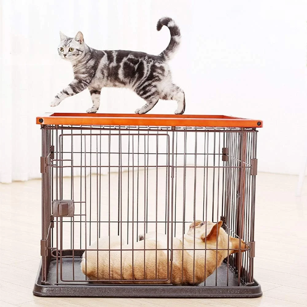 قفس سگ چند منظوره WYJW، دروازه مانع چوبی برای استفاده در داخل خانه، لانه حیوانات خانگی با قاب چوبی جامد، طراحی انسانی، استفاده و نصب آسان، S