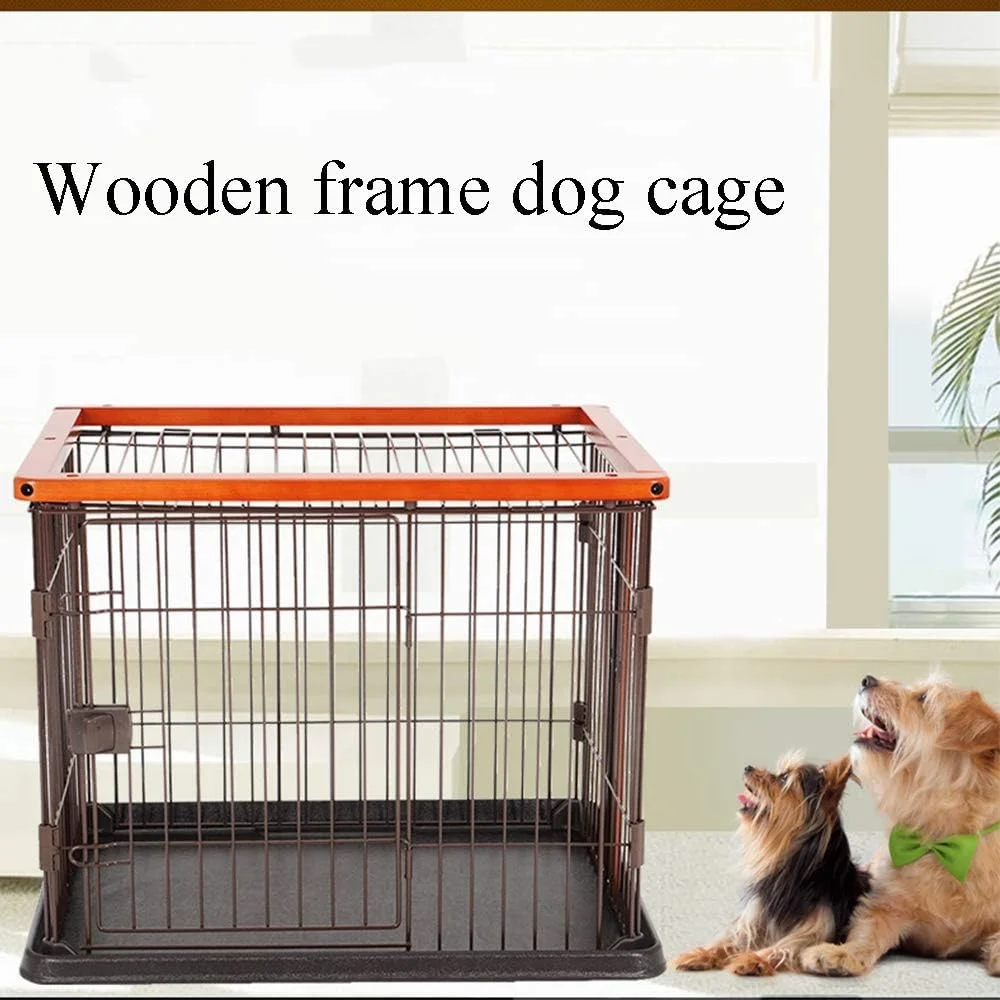 قفس سگ چند منظوره WYJW، دروازه مانع چوبی برای استفاده در داخل خانه، لانه حیوانات خانگی با قاب چوبی جامد، طراحی انسانی، استفاده و نصب آسان، S